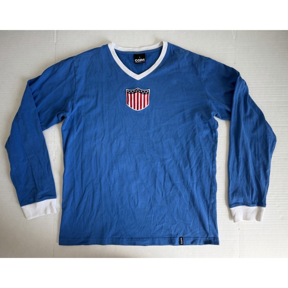 COPA Football USA Retro Soccer Shirt Mens L Blue Long Sleeve USMNT Jersey